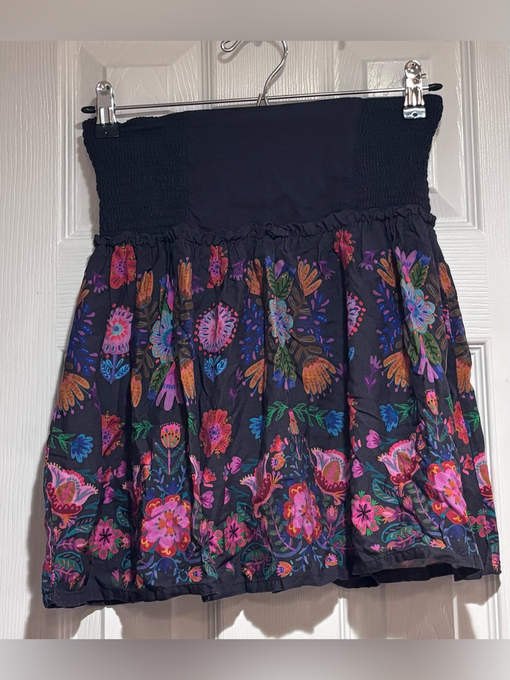 Natural Life Floral Smocked Mini Skirt Size Small Boho Festival Cottage Coquette
